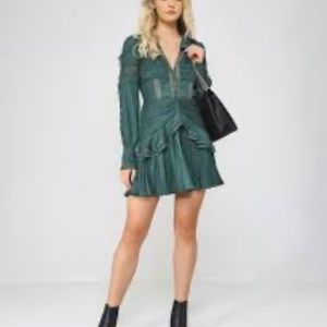 Self Portrait Jacquard Lace Trimmed Mini Dress